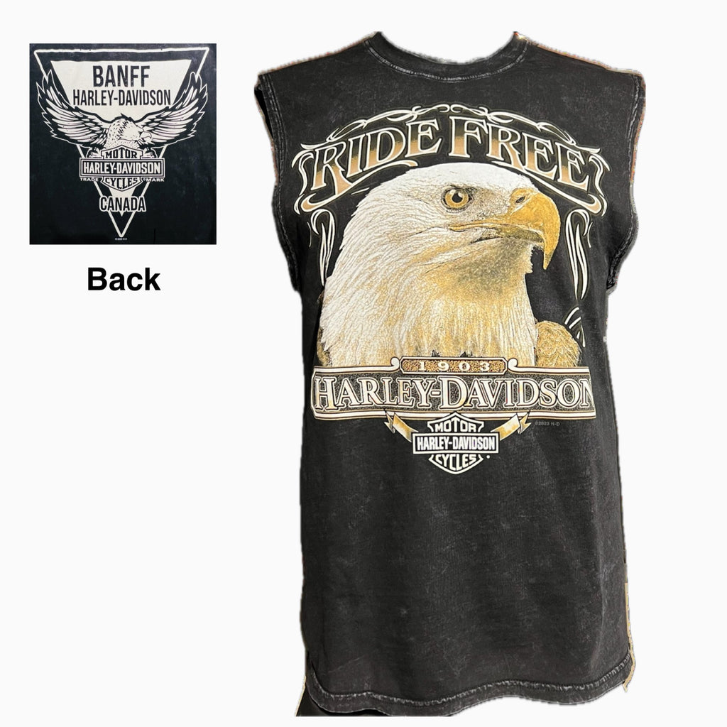 Men's Sleeveless - Free Eagle ADT Dyed Black - Banff Harley-Davidson®