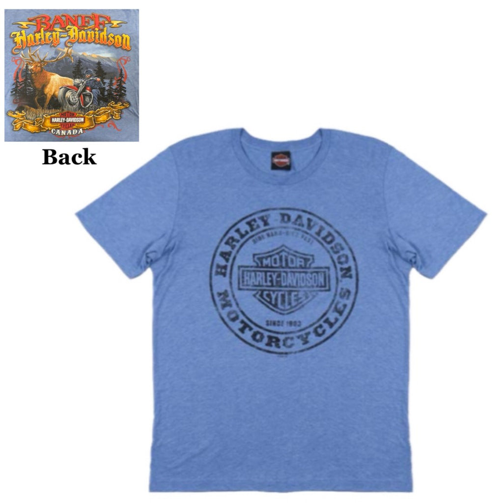 Men's S/S Tee - LabeL Circle-BLue - Banff Harley-Davidson®