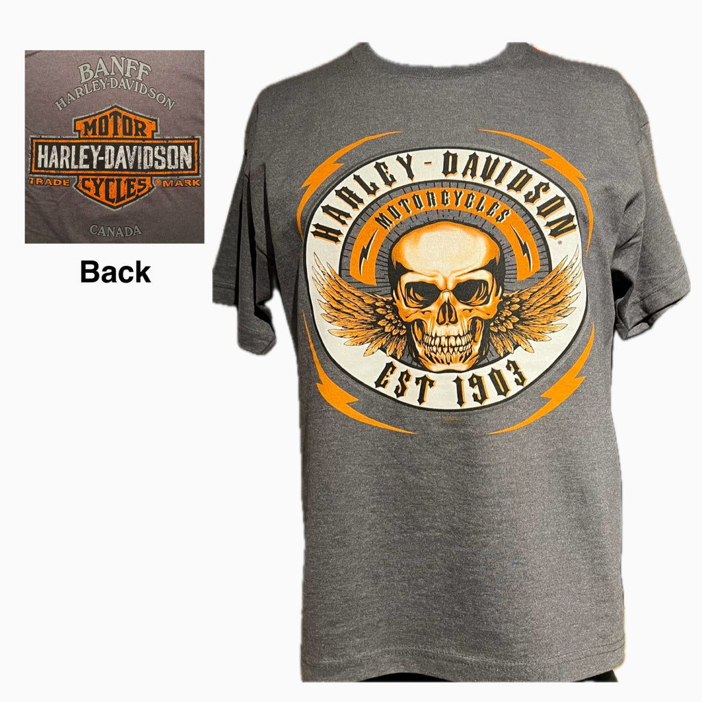 Men's S/S Tee - Winged Victory ADT Charcoal Heather - Banff Harley-Davidson®